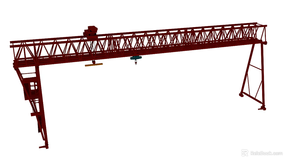 Industrial Gantry Crane With Red Truss Structure For Heavy Lifting 3d model 