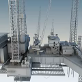 Active Construction Site Featuring Tower Cranes Heavy Machinery And Building Structures 3d model