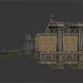 Ancient Stone Gothic Church Models With Tombstones Bench And Stone Wall