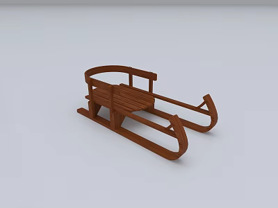 Traditional Wooden Sleigh With Curved Runners Armrests And Seat Design 3d model