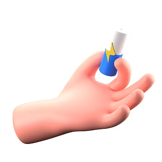 Modern Battery Cartoon Small Gesture Cartoon Light Bulb 3d model