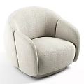 Modern Light Colored Single Sofa With Rounded Arms And Textured Fabric Design 3d model