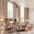 Elegant Modern Living Room Interior With Sofa Coffee Table And Floor Lamps
