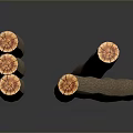 Pile Of Natural Wooden And Stone Timber Logs With Rough Surface Texture For Decoration
