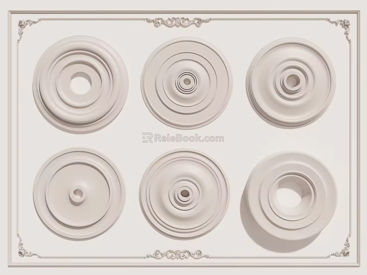 Gypsum round lamp panel 3d model