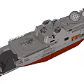 Advanced Warship Design Featuring Spherical Radar Dome And Deck Weapon Systems 3d model