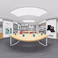 Modern Digital Electronics Store with Laptops Phones TV Display and Service Counter