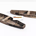 Two Vintage Wooden Boats With Traditional Wooden Frames And Worn Surface Details