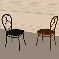 Two Stylish Dining Chairs With Curved Back Design Black And Wooden Finish