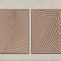 Two Panel Brown Embossed Wall Decor With Leaf Vein Texture For Home Hanging 3d model