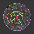 Colorful Decorative Household Tray With Green Purple Edges Holes Red Balls And Small Figures