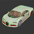 White Bugatti Sports Car with Red Accents Black Wheels Brown Interior and Modern Luxury Design