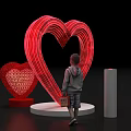 Heart Shaped Illuminated Activation Device with Child and Woman Interaction on Display Pedestal 3d model