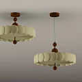 Modern Ceiling Lights With Two White Petal Shaped Shades And Black Base