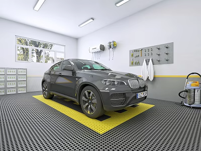 Spacious Bright Modern Indoor Car Parking Lot With Complete Car Cleaning And Maintenance Facilities 3d model