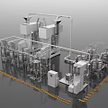 Industrial Production Line Equipment With Stainless Steel Tanks Piping And Mechanical Units