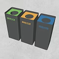 Modern trash can Public facilities Garbage sorting Combination trash can 3d model