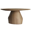 Modern Wooden Dining Table With Round Top And Unique Geometric Base Design 3d model