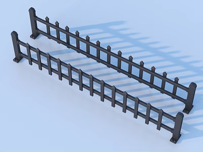 Black Metal Railing Design With Vertical And Horizontal Bars For Home Decoration 3d model
