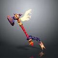 Flaming Fantasy Weapon Design With Purple Red Handle And Golden Chain Elements