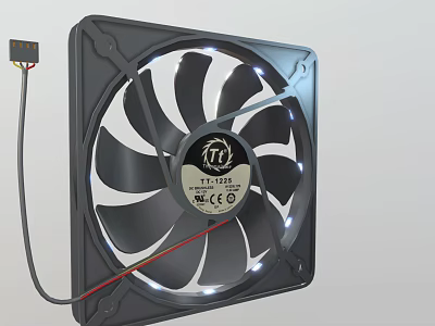 Black Air Conditioner Air Outlet Fan With LED Light Strip And Connecting Wire 3d model