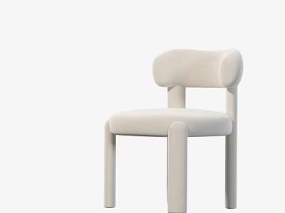 Beige Velvet Leisure Chair With Curved Backrest And Straight Legs Design 3d model