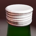 Transparent Green Glass Beverage Bottle with Label and Logo on Light Background