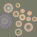 Garden Ornaments Featuring Various Circular Patterned Decorative Designs For Outdoor Gardens 3d model