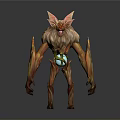 Fantasy Plant Creature With Orange Skin And Blue Glowing Body Features