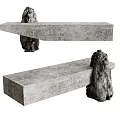 Traditional Stone Reception Desk With Lion Sculptures As Supports Rustic Textured Surface