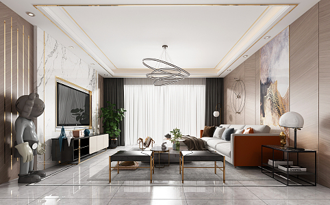 Light Luxury Living Room 3d model