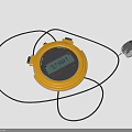 Yellow Digital Timer Device with START Screen Black Cable and Metal Clip 3d model