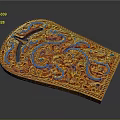 Bronze Gilded Belt Ornament With Dragon Pattern And Inlaid Gemstones