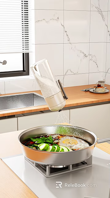 Seasoning Bottle Dispensing Seasonings In A Modern Kitchen Over Pan 3d model 