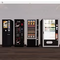 Row of Commercial Refrigerated Vending Machines Offering Coffee Snacks And Beverages In Indoor Space
