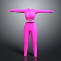Pink Fitted Outfit With Cropped Top And High Waist Pants For Casual Wear