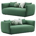 Modern Green Upholstered Multi Seat Sofa With Decorative Knit And Patterned Pillows 3d model