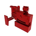 Red Mechanical Industrial Component With Metal Base Spring Handle And Cylindrical Container