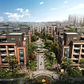 Modern Residential Area With Greenery And Buildings
