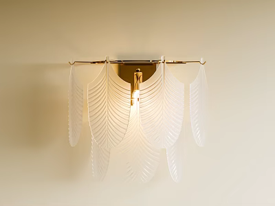 Elegant Wall Mounted Sconce With White Leaf Shaped Glass Shades And Warm Lighting 3d model