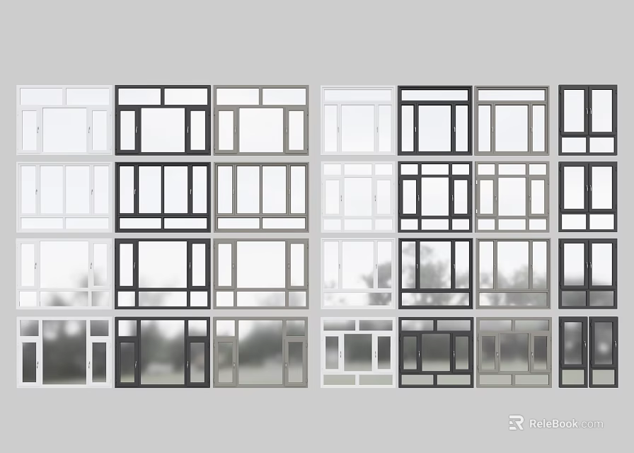 Modern Casement Windows with Various Frame Designs and Contemporary Styling Features 3d model