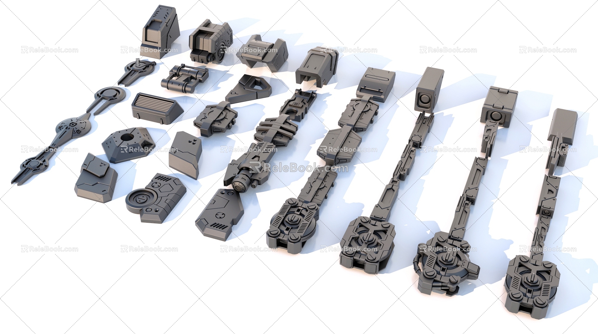 Hard surface mechanical parts combination of mechanical parts 3d model