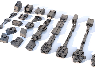 Hard surface mechanical parts combination of mechanical parts model