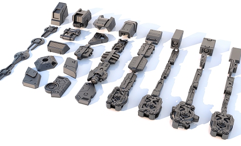 Hard surface mechanical parts combination of mechanical parts 3d model