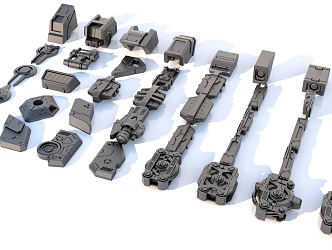 Hard surface mechanical parts combination of mechanical parts 3d model