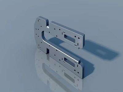Swing Door Metal Hinge Hardware with Durable Design and Mounting Holes 3d model