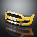 Sporty Yellow Front Bumper Car Parts With White Stripes And Black Details