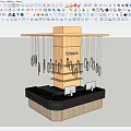 Modern Store Front Desk With Golden Structure Hanging Lights Black Countertop Wooden Base And Computers