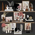 Modern cabinet red decorative ornaments combination 3d model