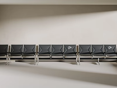 Modern Minimalist Black Single Chair With Metal Frame In Public Waiting Area 3d model